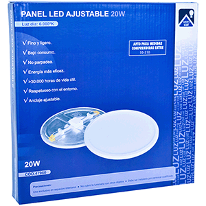 Panel LED redondo 20W 6000ºK anclaje ajustable