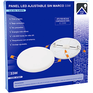 Panel LED redondo ajustable sin marco 33W 6000ºK