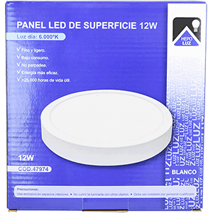 Panel redondo sup.LED 12W 6000ºK