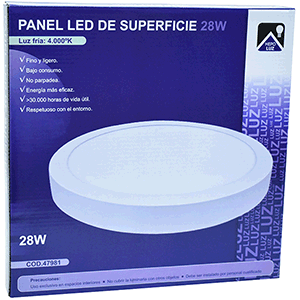 Panel LED redondo de superficie 28W 4000ºK blanco