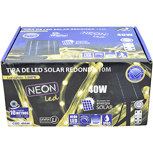 Tira LED redonda solar 10m 3000ºK