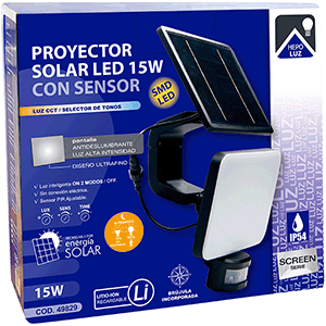 Proyector LED  solar c/sensor 15W 3CCT