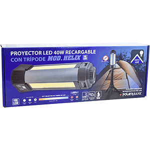 Proyector de trabajo LED recargable con trïpode 40W