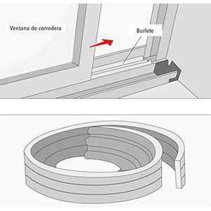 Burlete adhesivo en goma EPDM 6m blanco