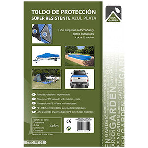 Toldo impermeable reforzado 4x6m azul plata