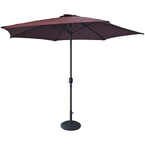 Parasol poliéster color burdeos 3m de 6 varillas y tubo de 38mm