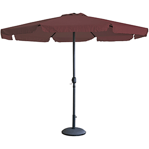 Parasol poliéster color burdeos 3m con volante de 8 varillas y tubo de 48mm